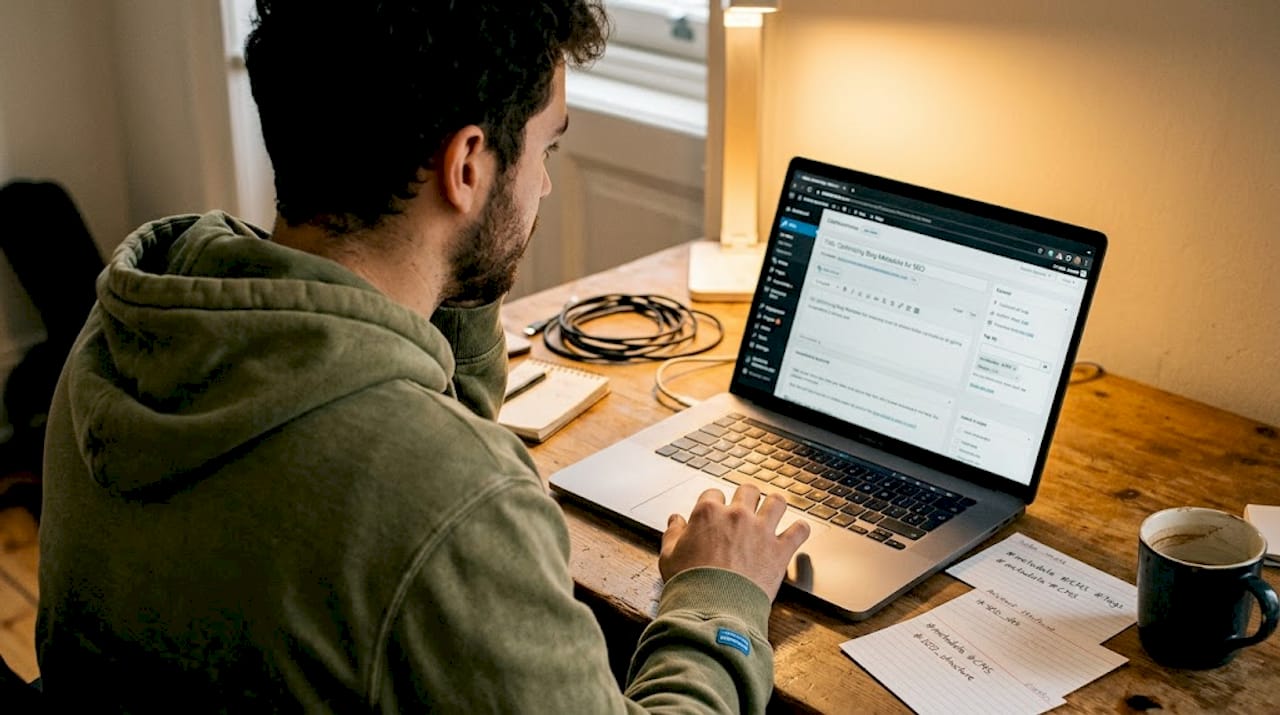 Content creator editing blog metadata tags