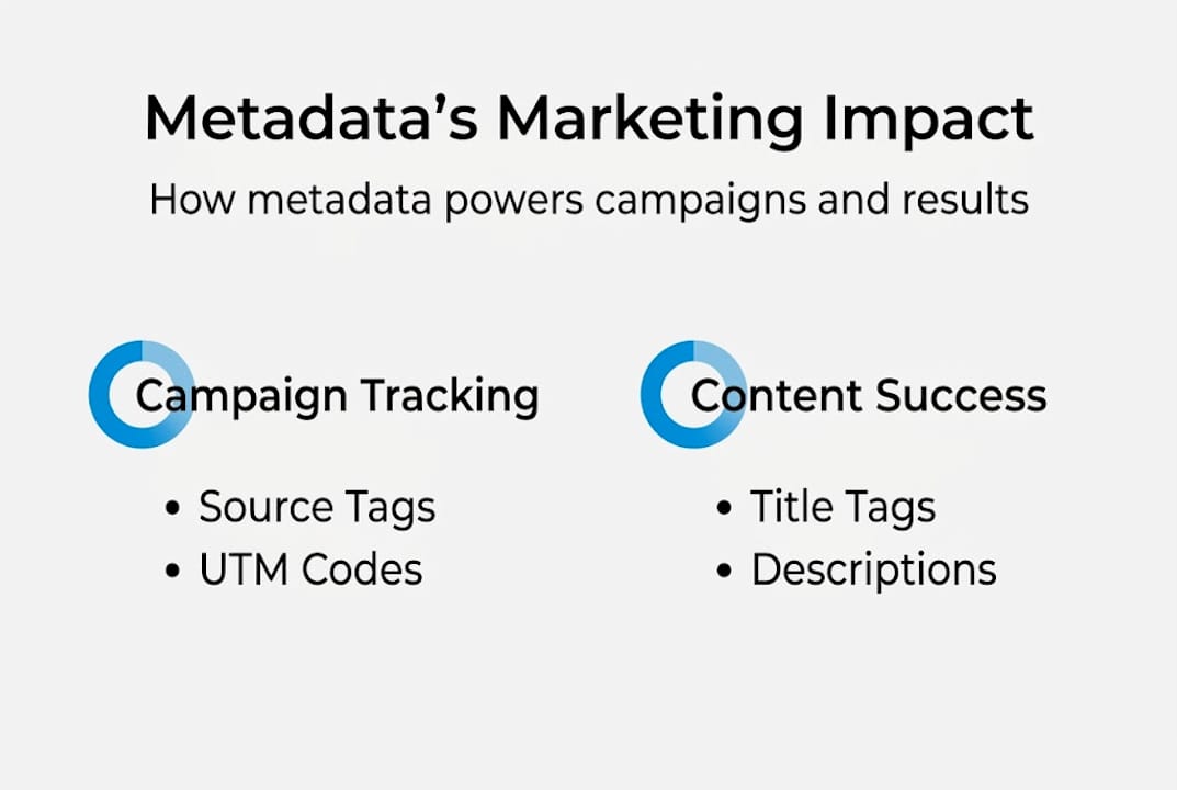 Infographic showing marketing metadata functions