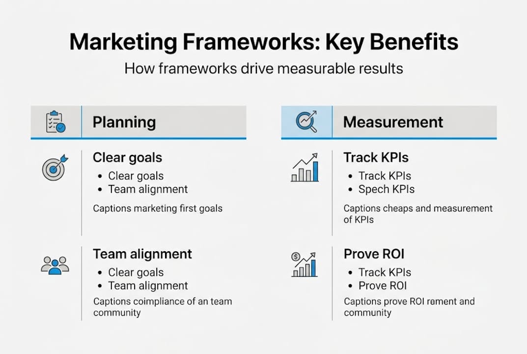 Infographic showing key marketing framework benefits