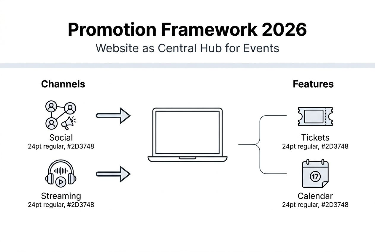 Infographic showing musician website event promotion framework