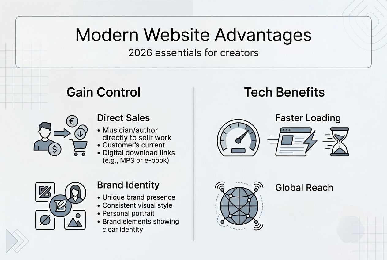 Infographic showing website benefits for creatives