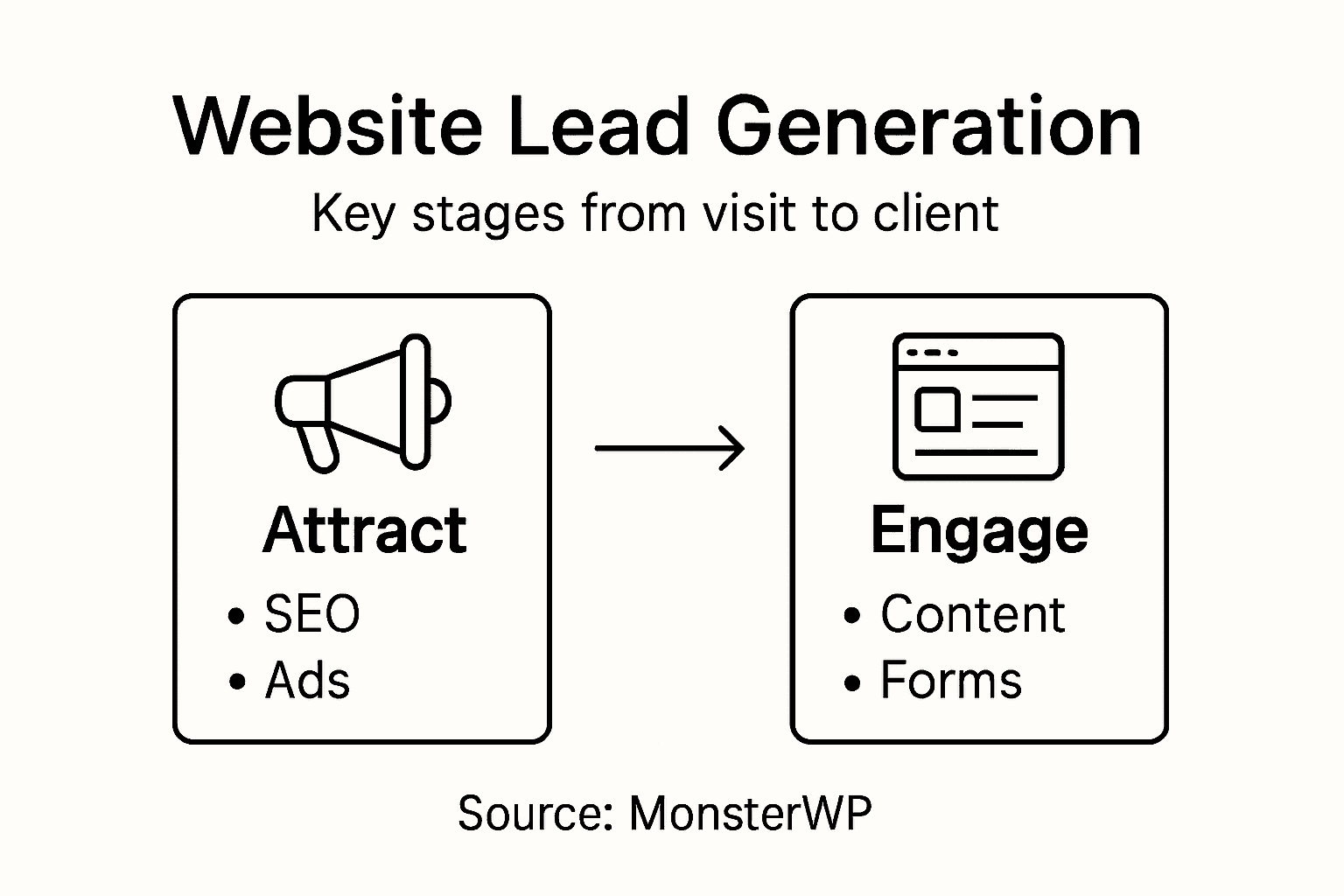 Infographic showing website lead generation steps