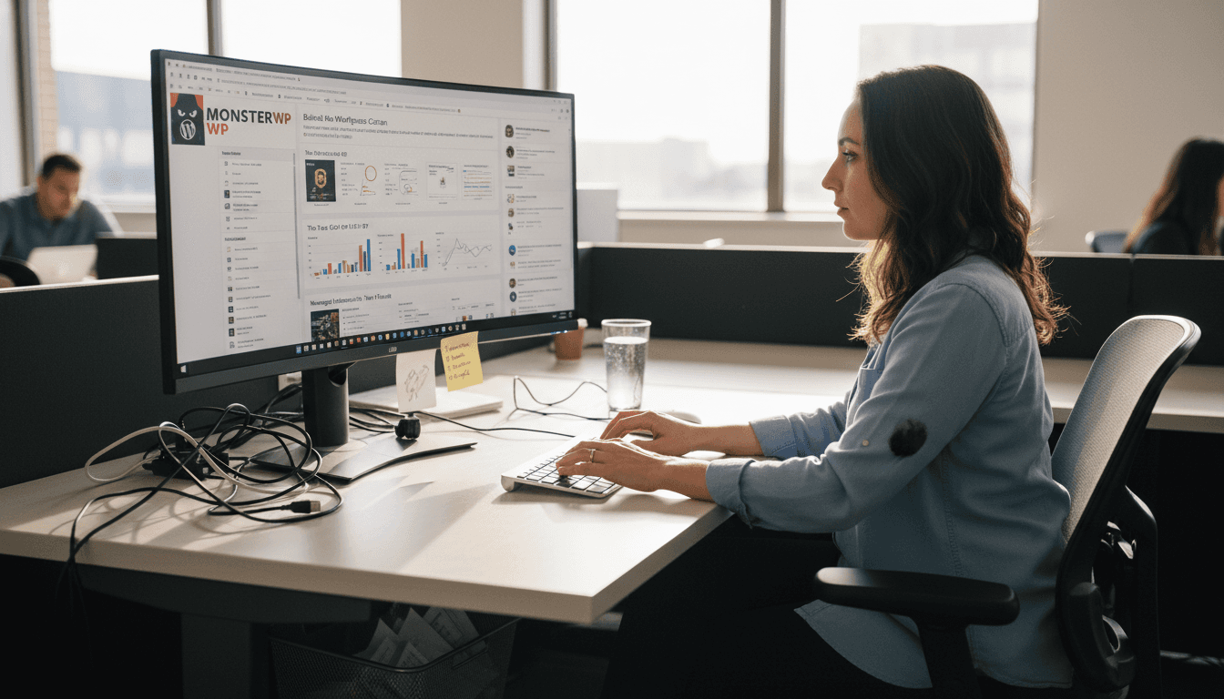 Person managing WordPress hosting tasks