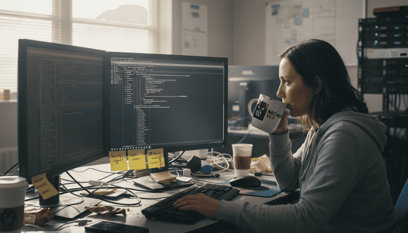 Website admin manages WordPress security updates