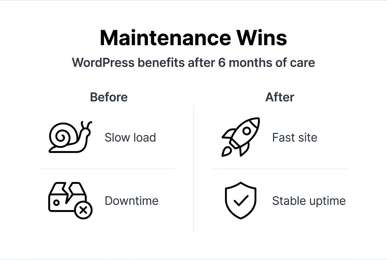 Infographic showing maintenance before and after results