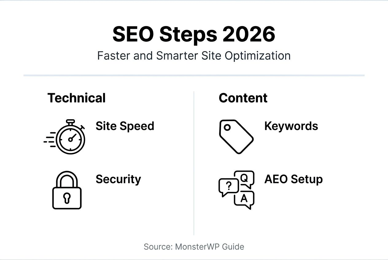 Infographic showing SEO steps for redesign