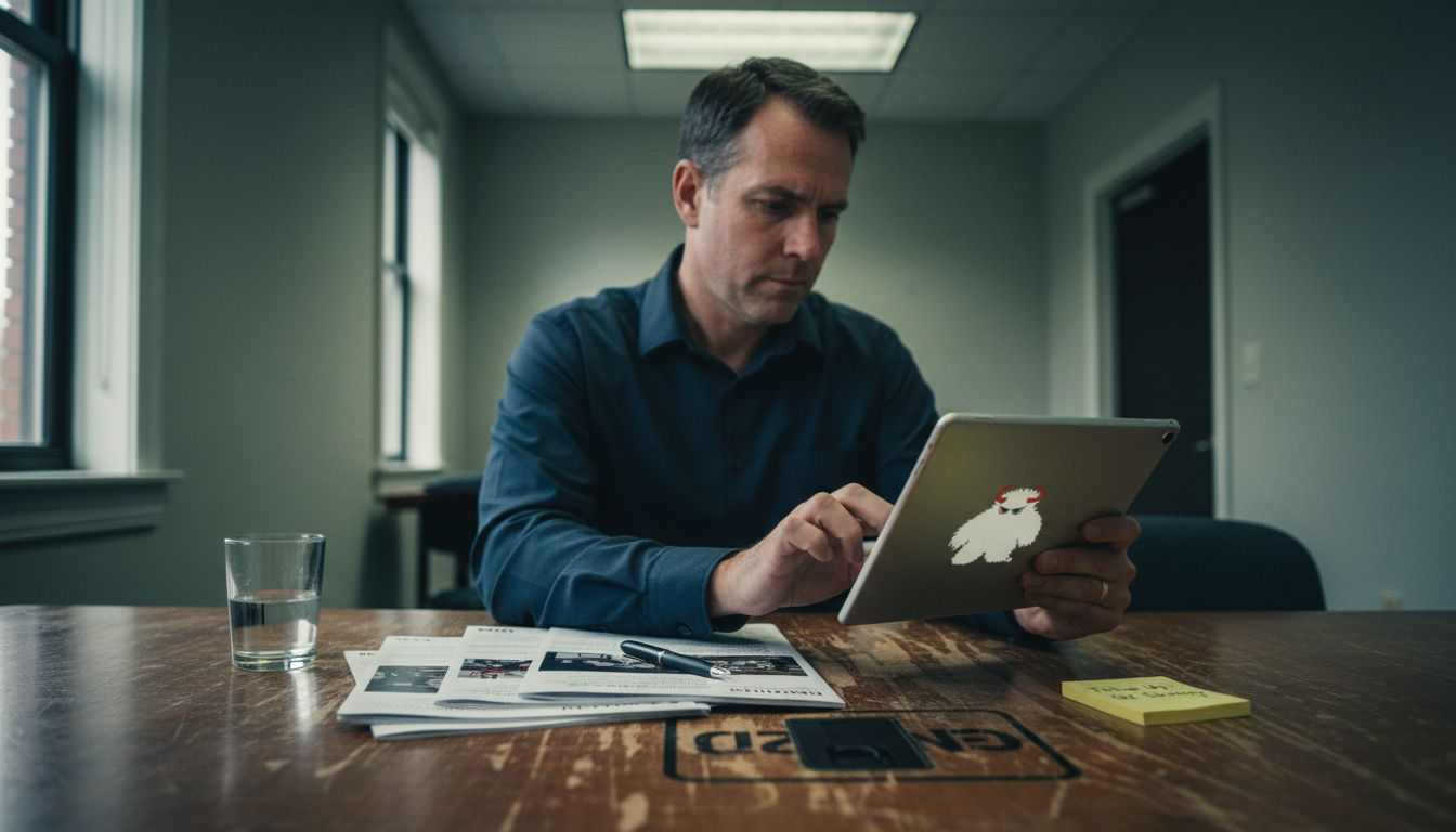 B2B buyer exploring content resources on tablet