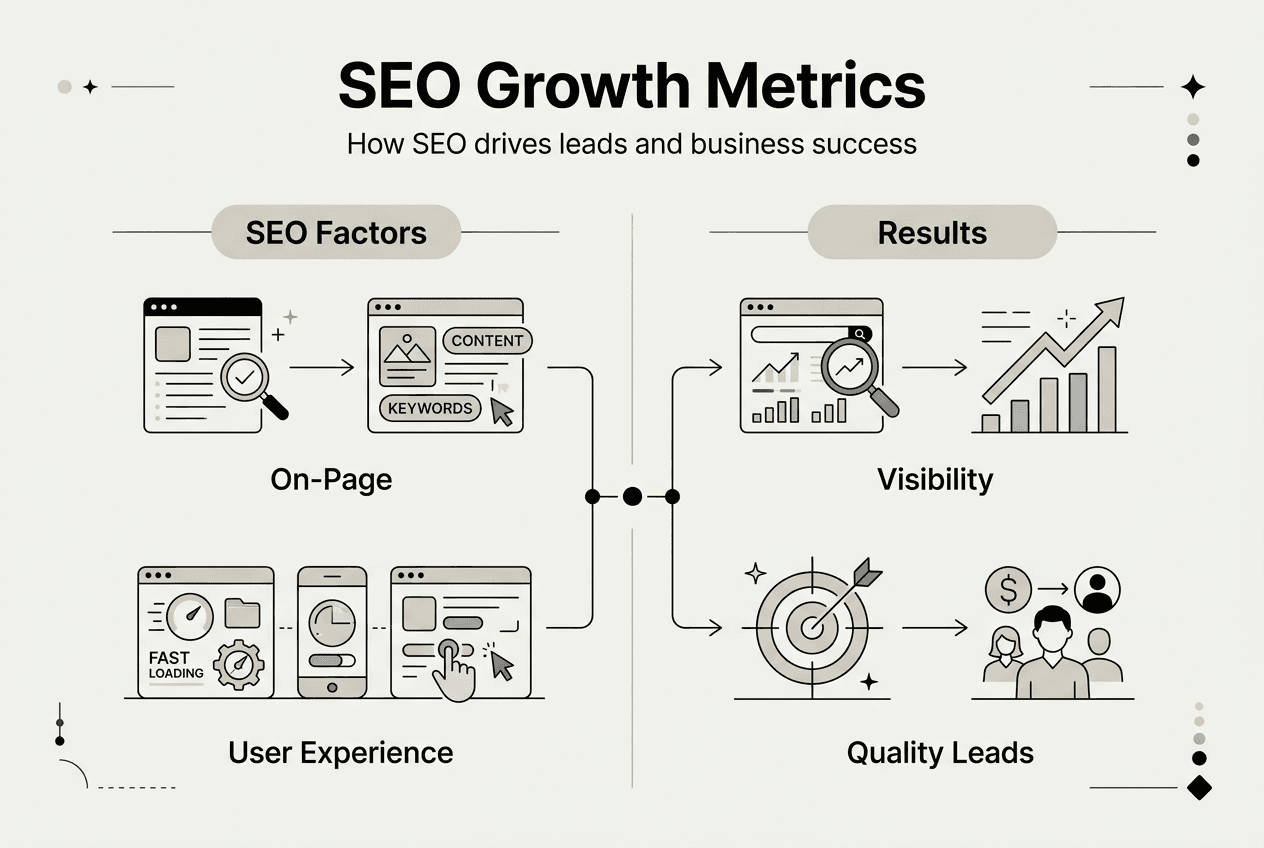 Infographic showing SEO impact metrics