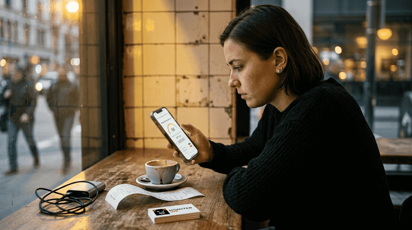Business owner checking mobile website speed