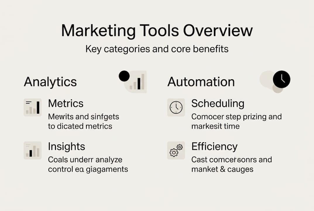 Infographic with marketing tools and benefits overview