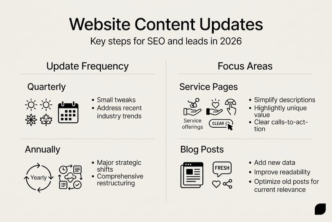 Infographic showing content update strategy and focus