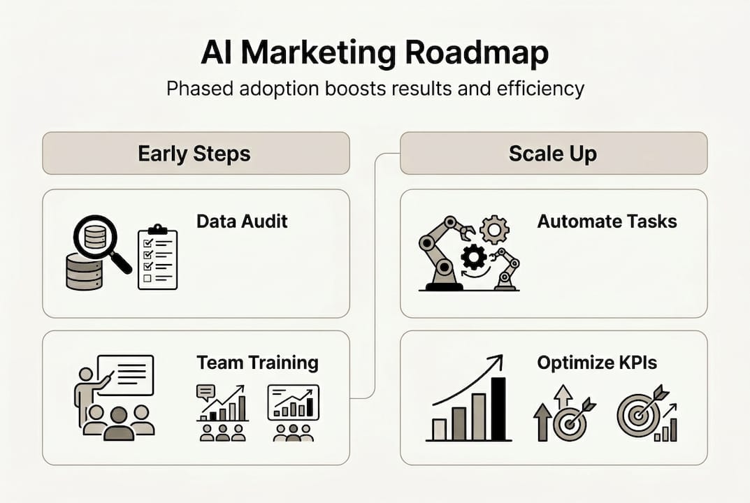 Infographic showing AI marketing adoption steps