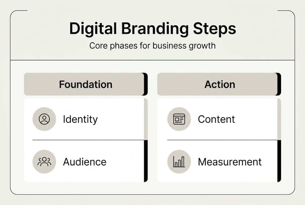 Infographic of digital branding steps and phases