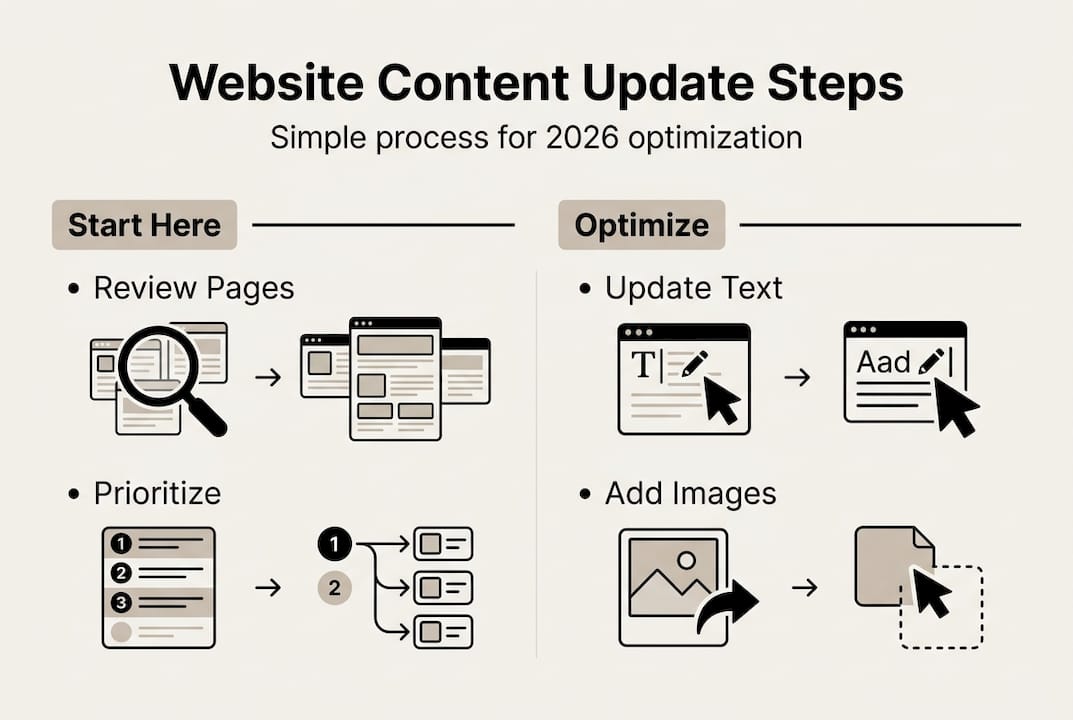 Infographic with steps for content update process
