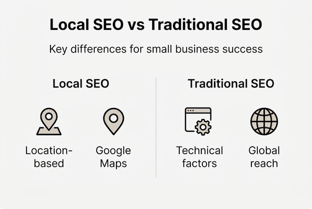 Infographic comparing local and traditional SEO