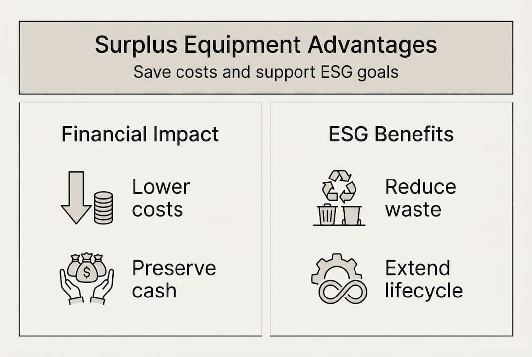 Infographic showing benefits of surplus equipment