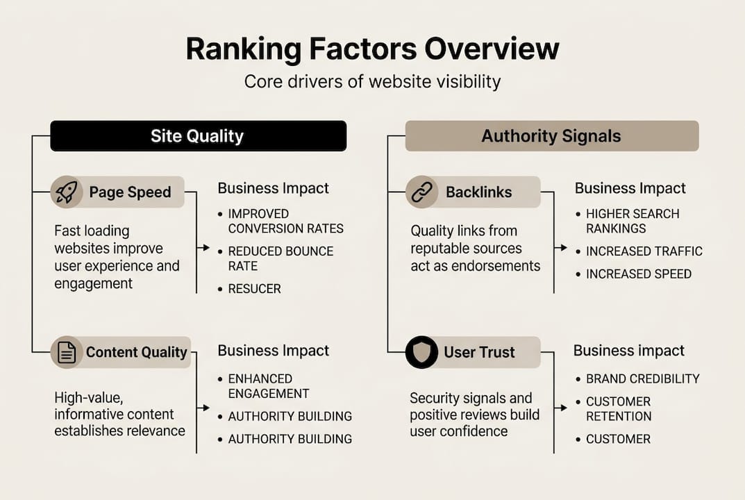 Infographic ranking factors for website visibility