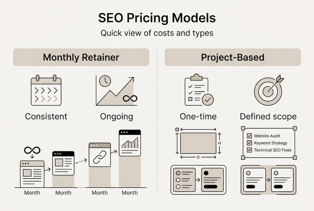Infographic comparing SEO pricing models