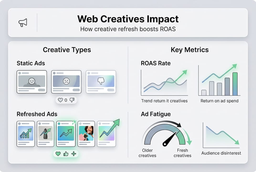 Infographic showing creative refresh and ROAS