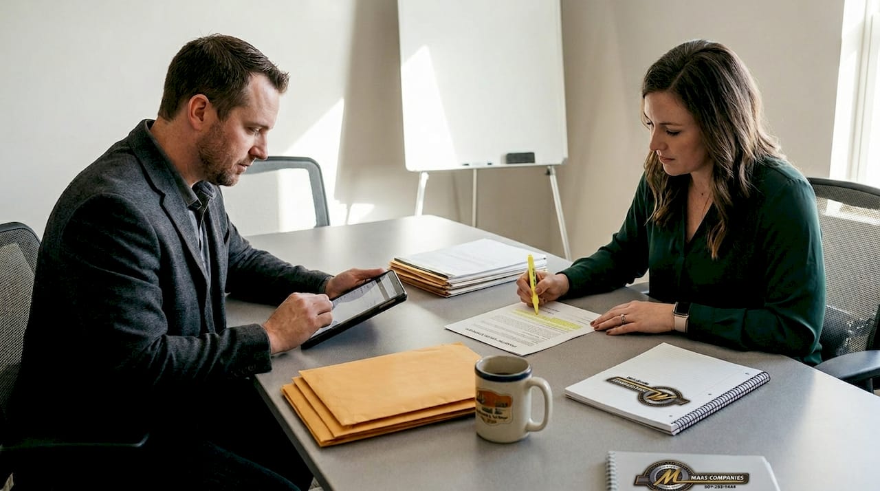 Negotiation meeting over property sale documents