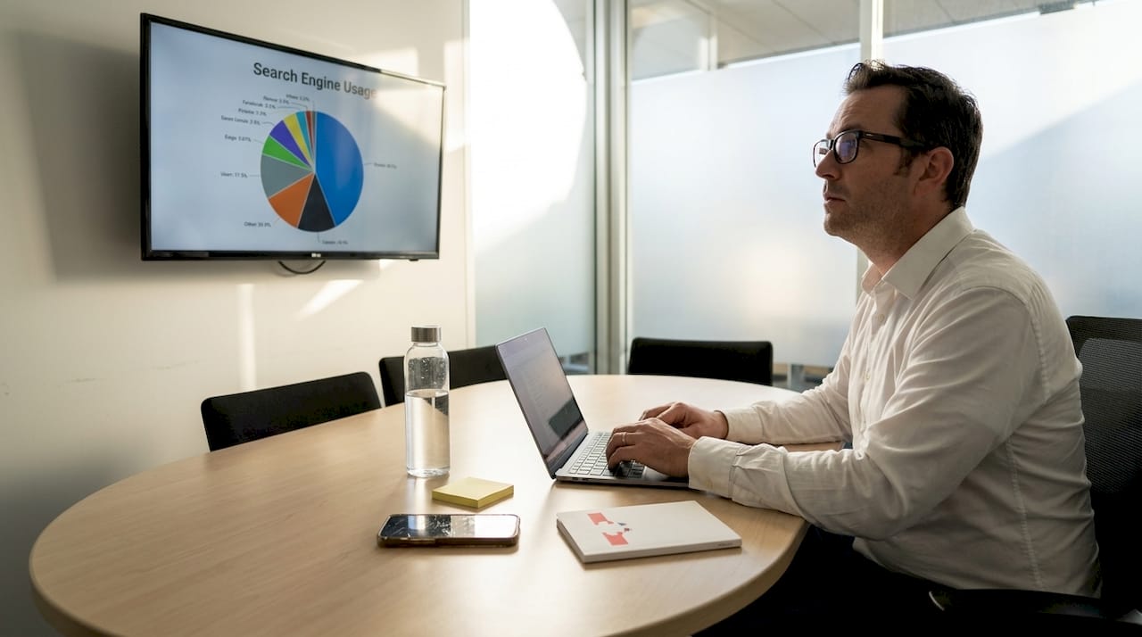 Professional analyzing search engine market share