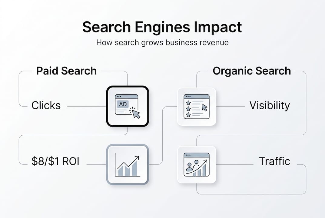 Infographic showing search engines revenue impact