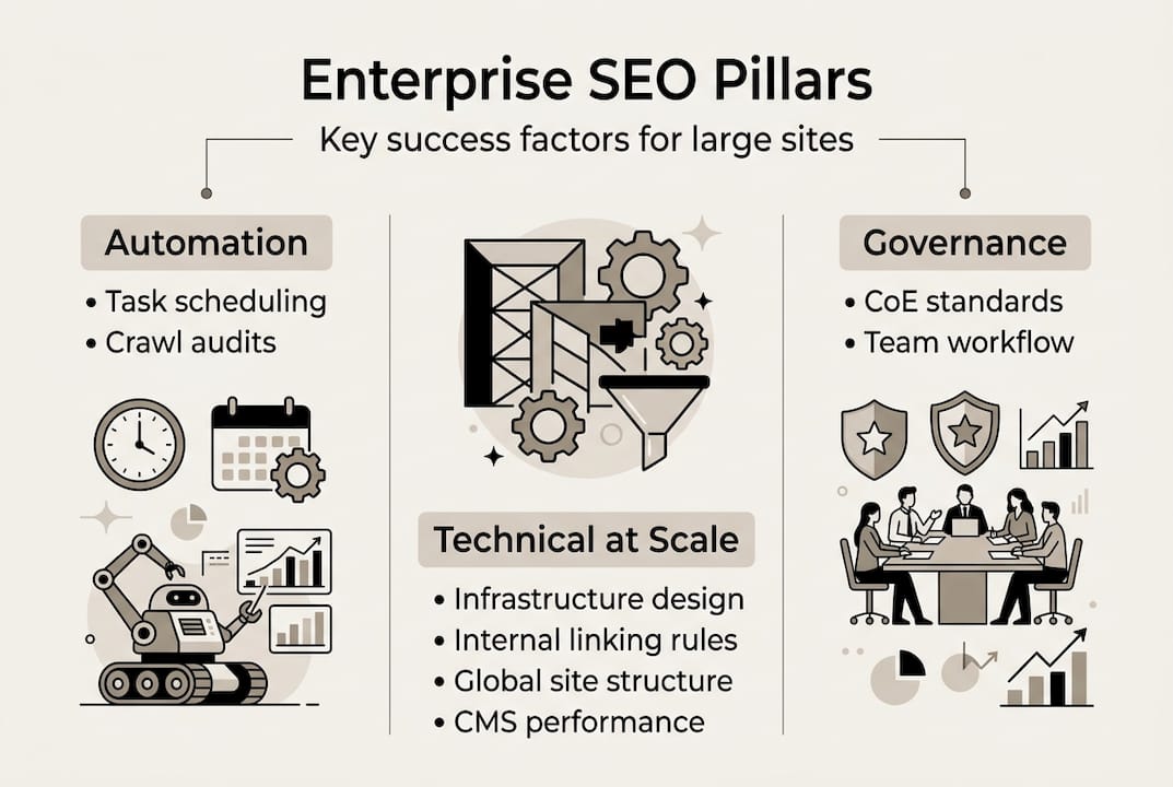 Infographic showing automation and governance pillars