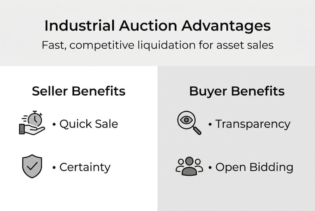 Infographic industrial auction seller and buyer benefits