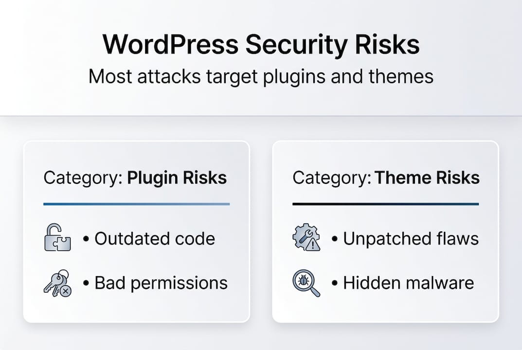 Infographic on WordPress plugin and theme risks