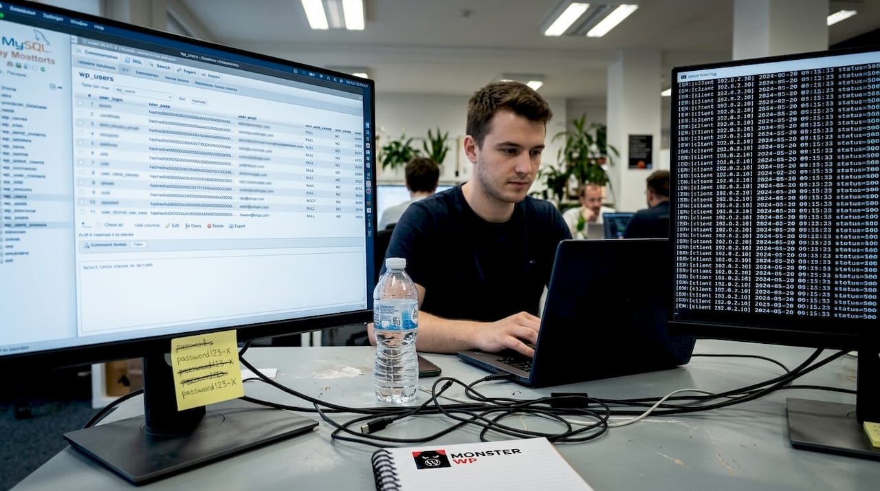 IT technician managing WordPress database security