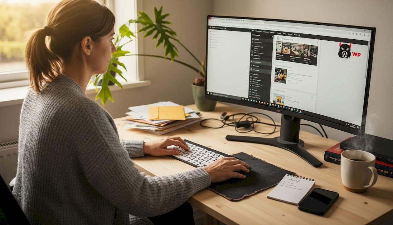 Website manager updating WordPress site