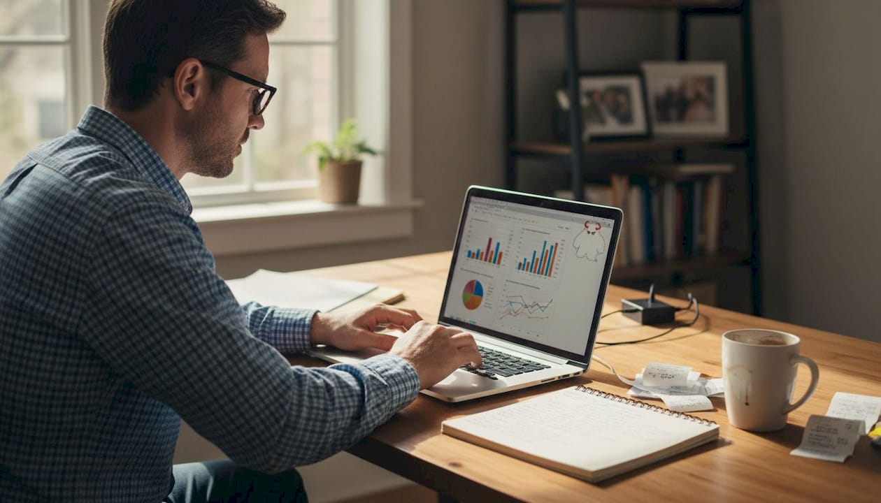 Small business owner analyzing PPC campaign