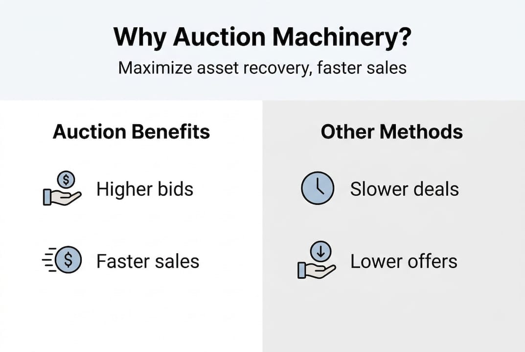 Infographic comparing auction benefits and other sale methods