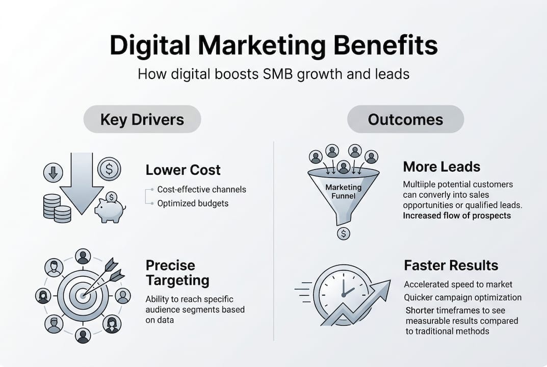 Infographic with digital marketing benefits for SMBs