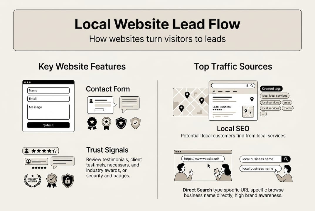Infographic: website features and lead sources