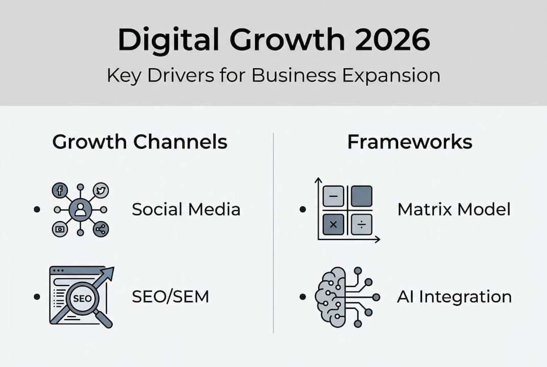 Infographic showing digital growth drivers and frameworks