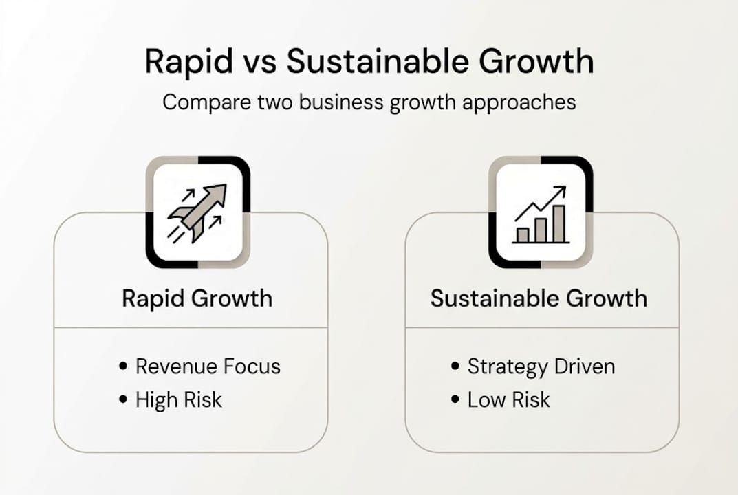 Infographic showing rapid versus sustainable growth