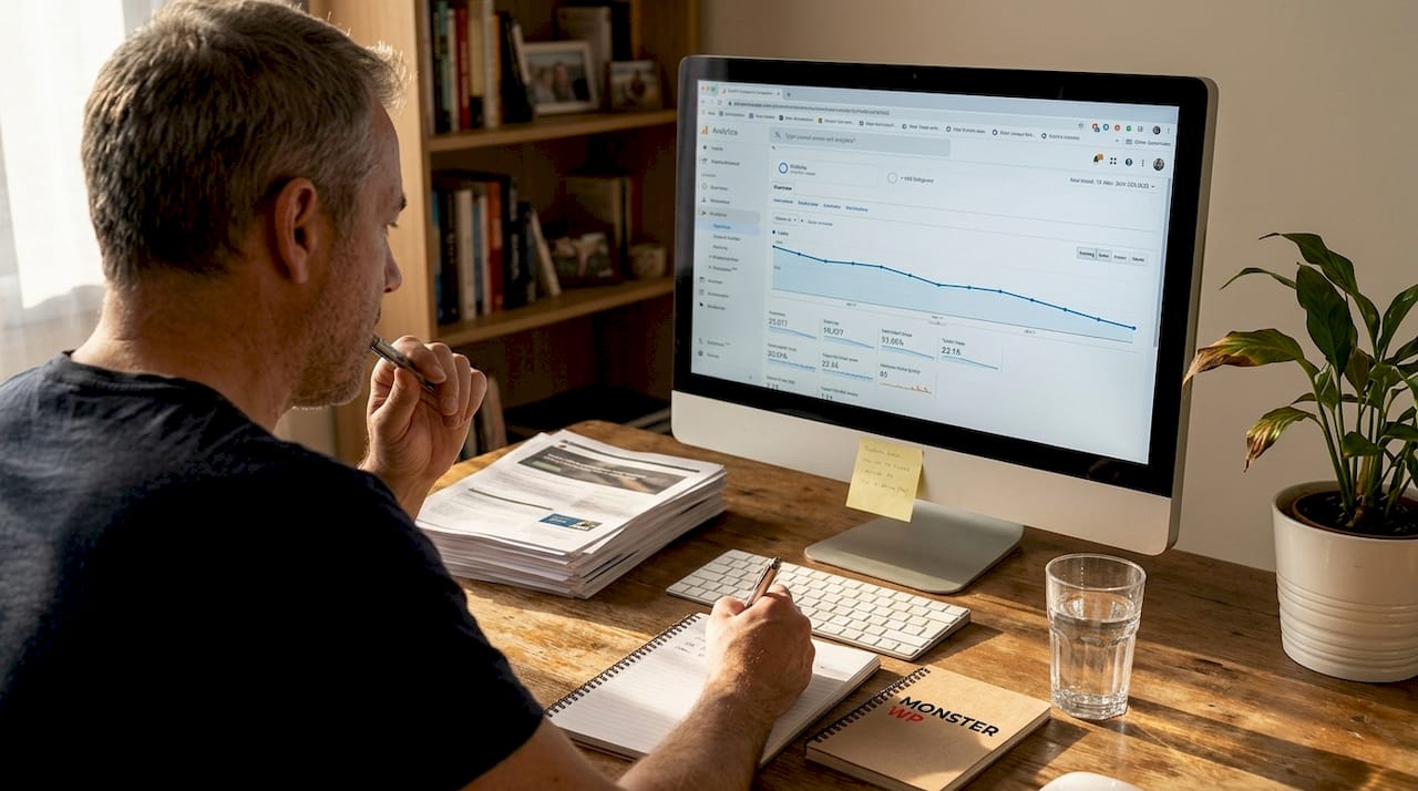 Man updating website content for SEO