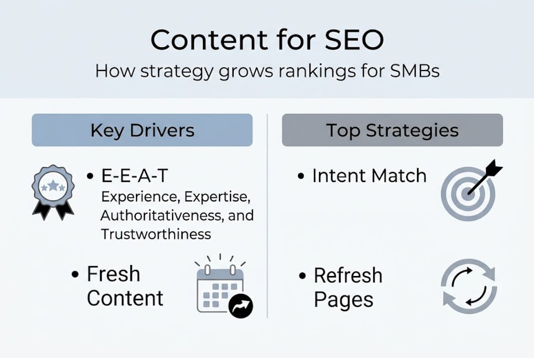 Infographic of content strategies for SEO success