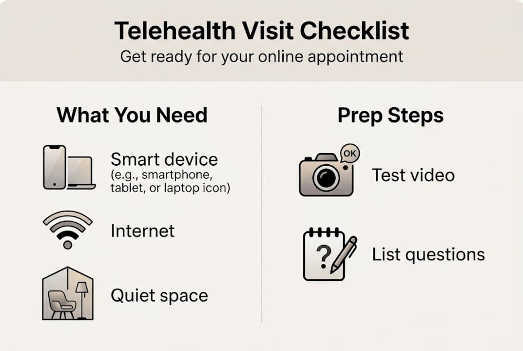 Infographic showing telehealth visit checklist