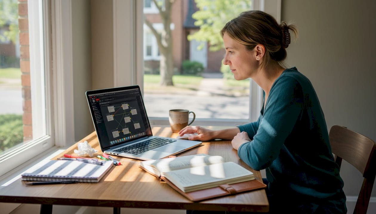 Person reviewing site crawlability in home office