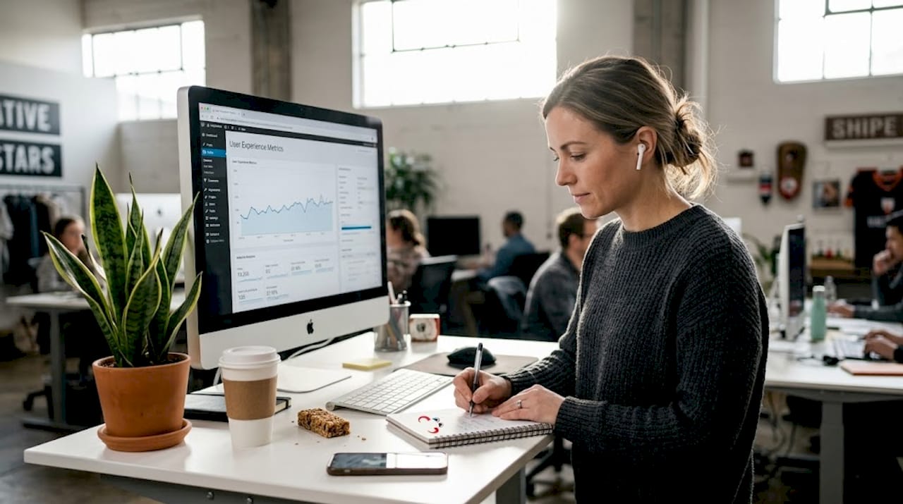 Strategist reviewing website user experience metrics