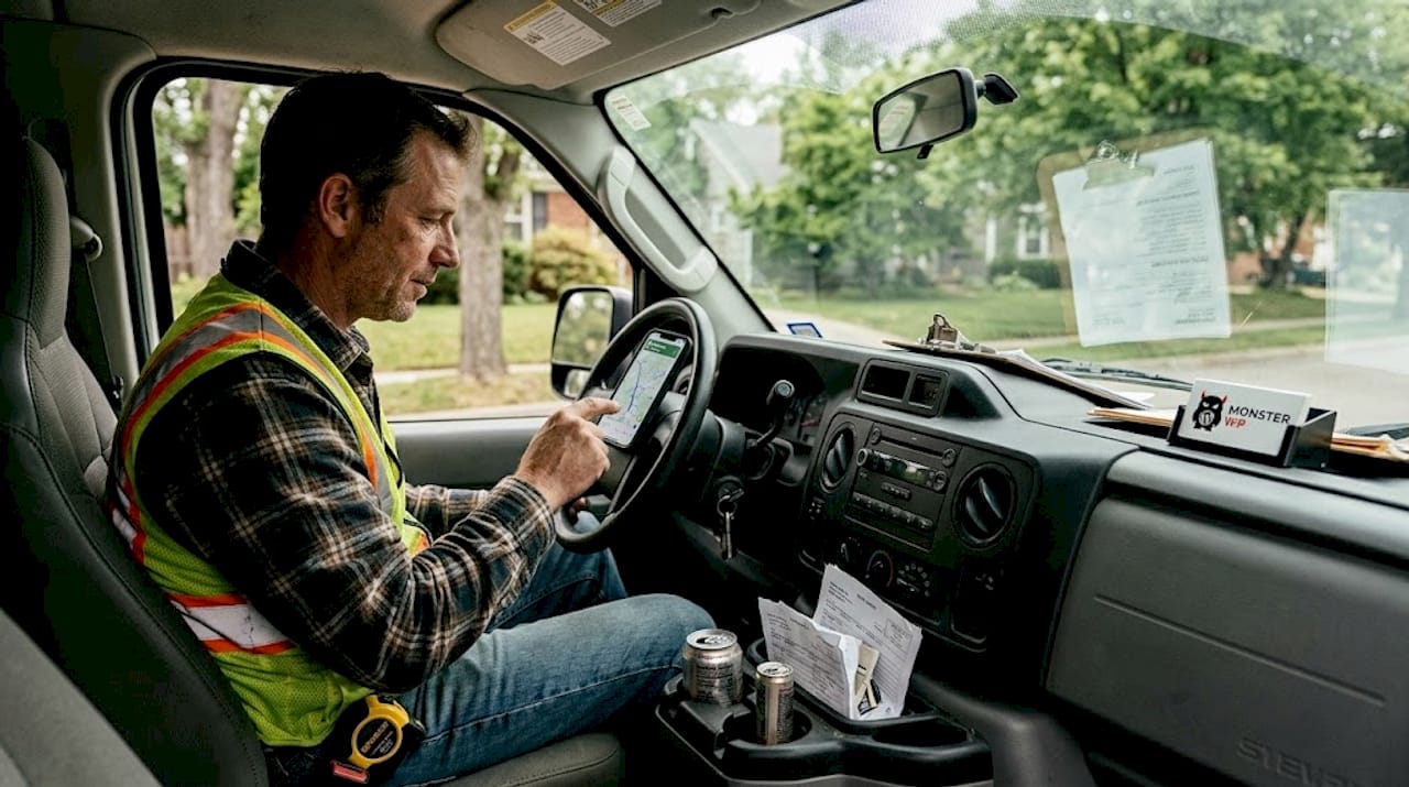 Contractor uses phone for job directions