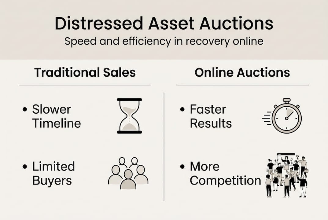 Infographic comparing traditional sales to online auctions