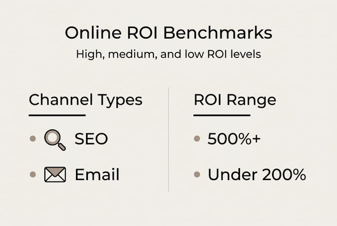 Infographic shows online ROI benchmarks and channels