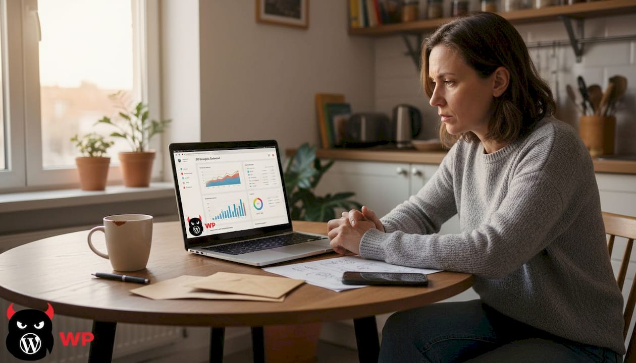 Small business owner reviewing SEO results