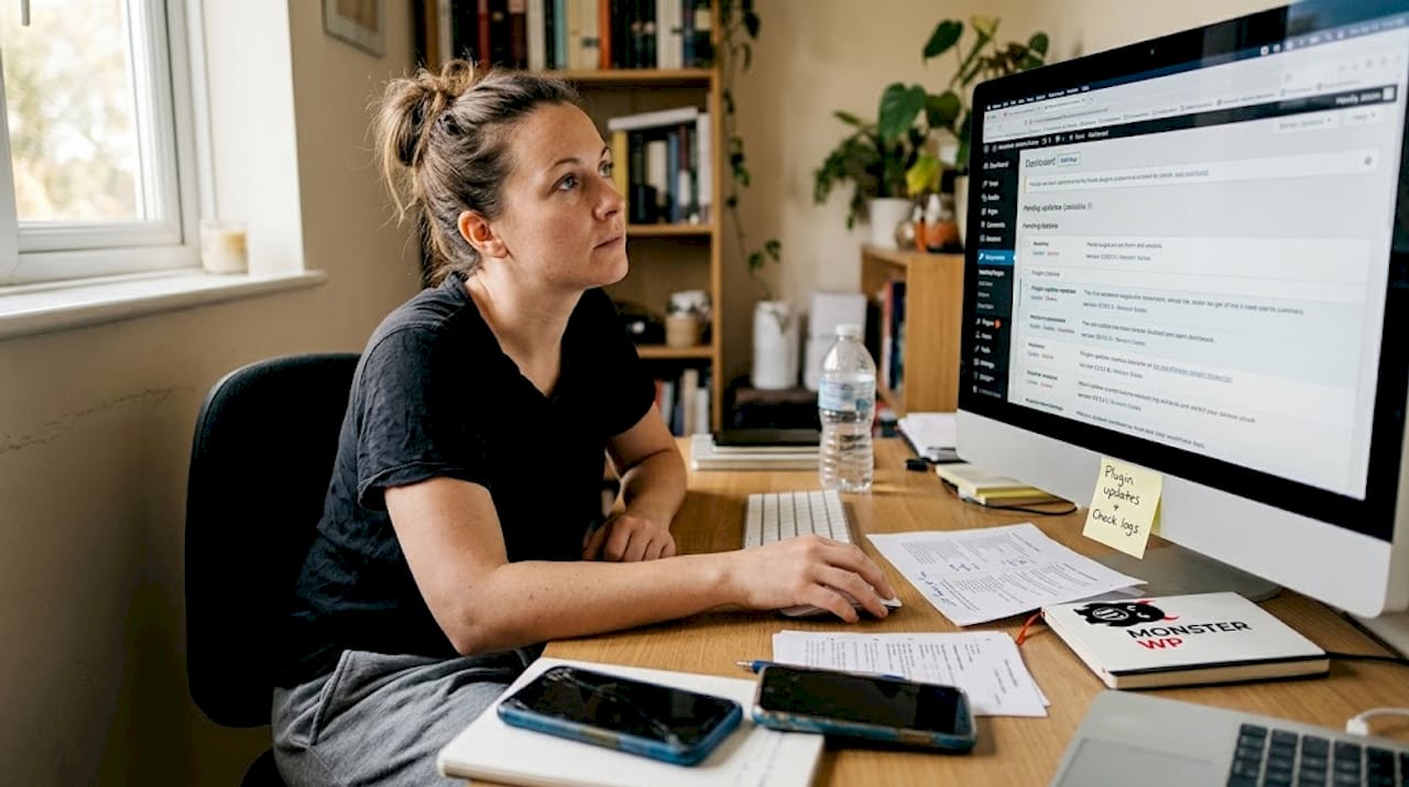 Website manager updating plugins and software