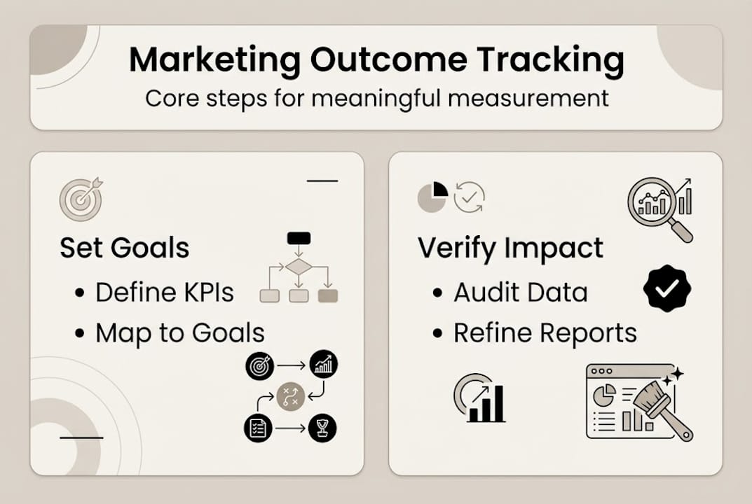 Infographic of marketing tracking steps and categories