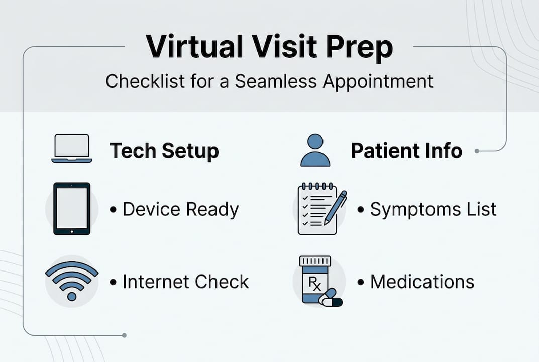 Infographic with key points for virtual visit