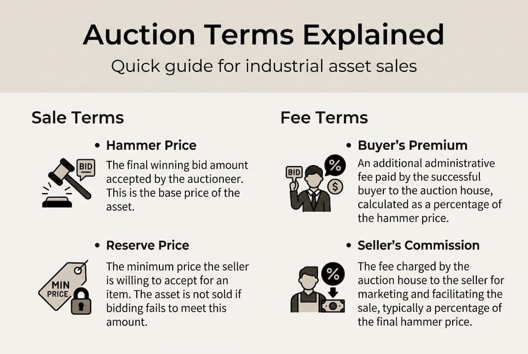 Infographic explaining auction fees and terms